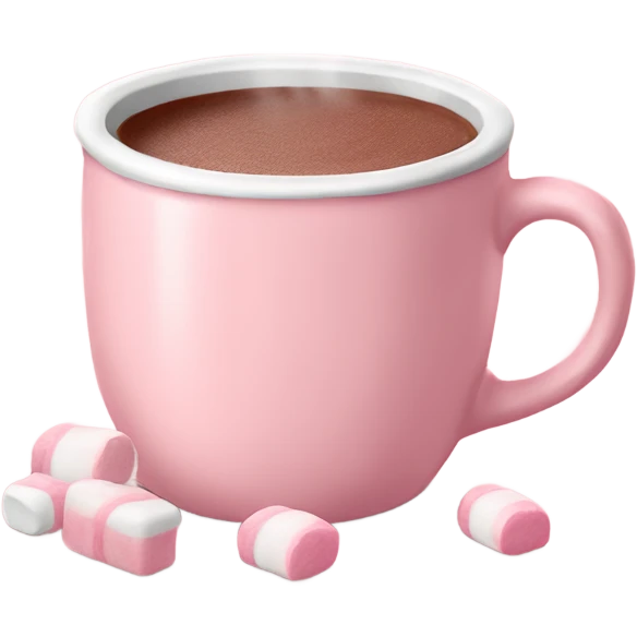 Light Pink mug of hot chocolate with marshmallows  emoji