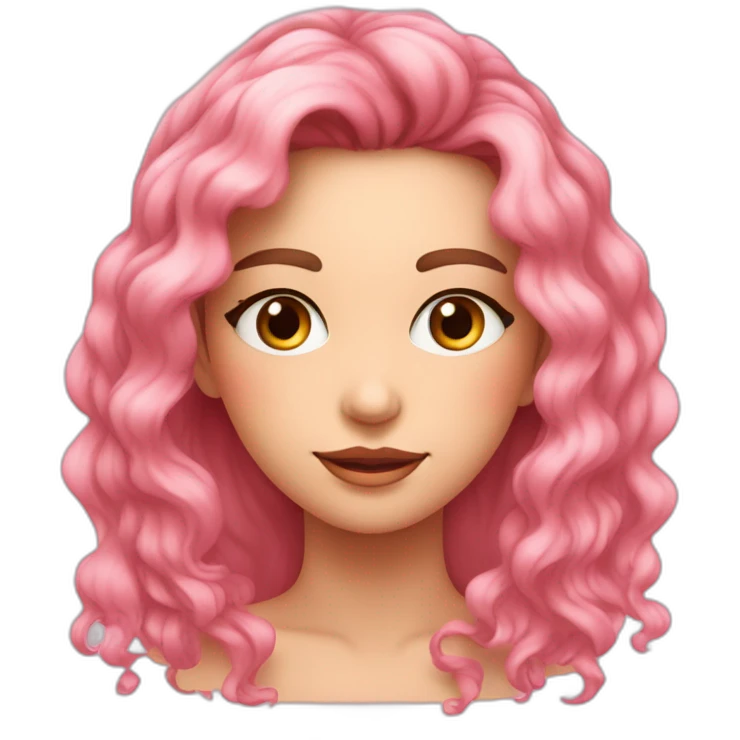 fille avec pull rose et cheveux chatains clairs yeux bleus emoji