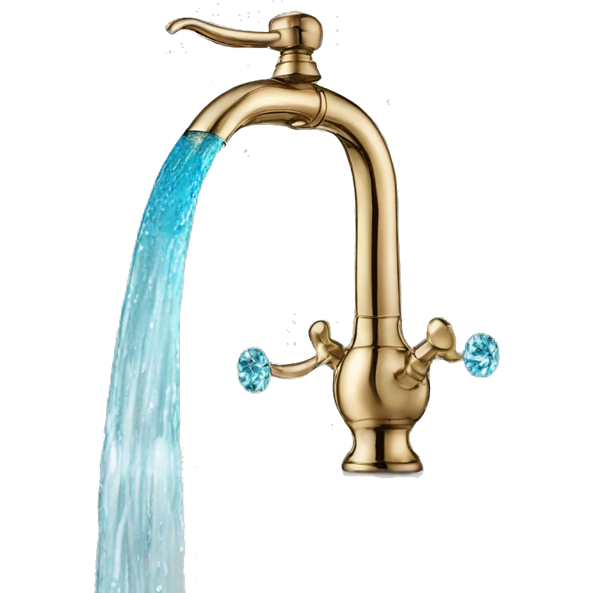 water flowing from tap into bejeweled glass  emoji