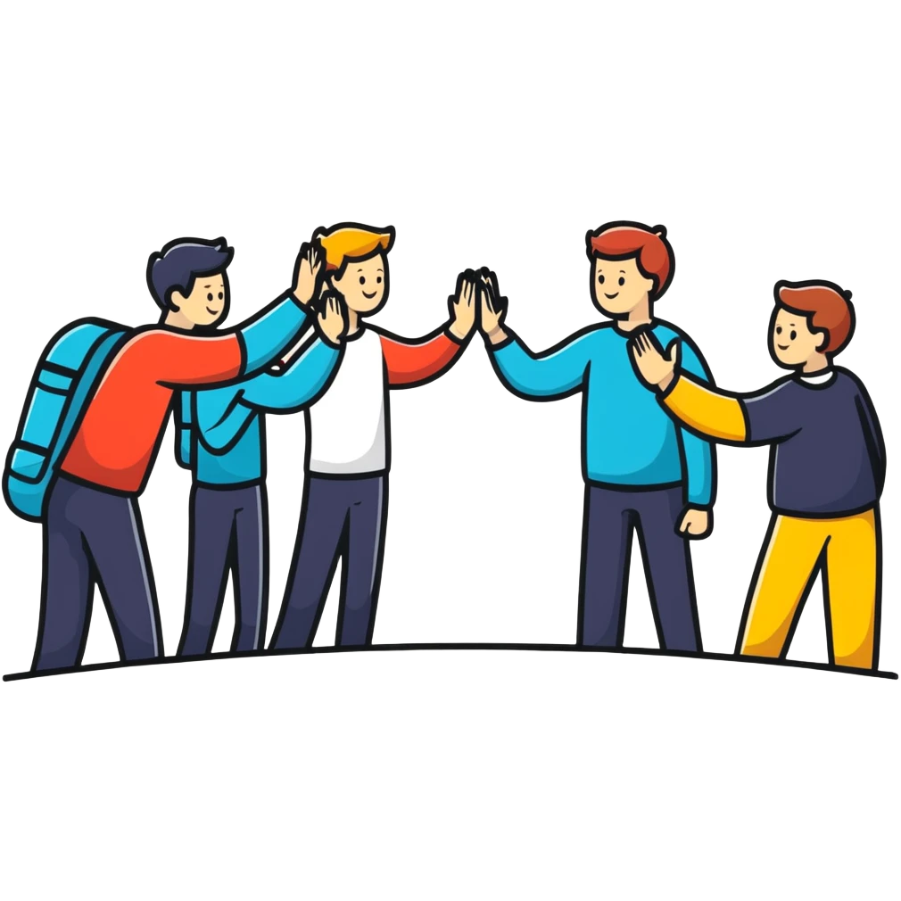 team high-fiving each other emoji