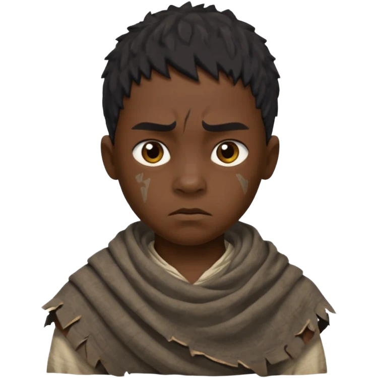 ancient black boy, tattered animal cloth emoji