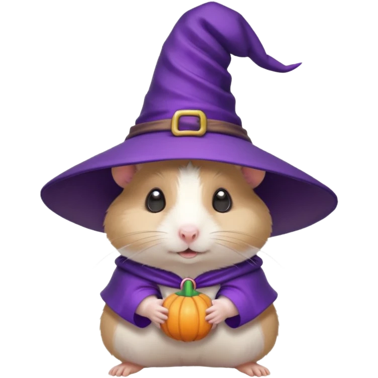 cute hamster wearing a purple witch hat emoji