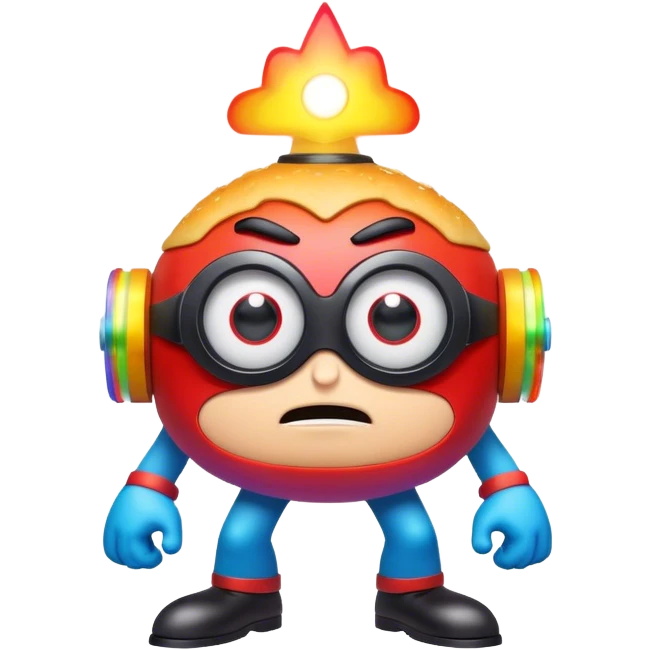 Deep fried super Mr super incredible with laser eyes moving but the image is rainbow epilepsy flashing lights and even the sound changed to distortion (⚠️❗️WARNING EPILEPSY WARNING!❗️⚠️) emoji