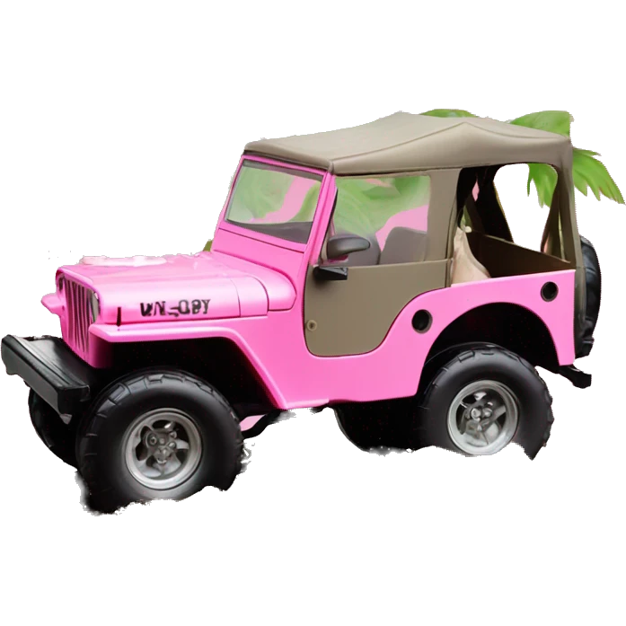 jungle tour Barbie 1963 Willy’s pearly pink cj  jeep in the mud emoji