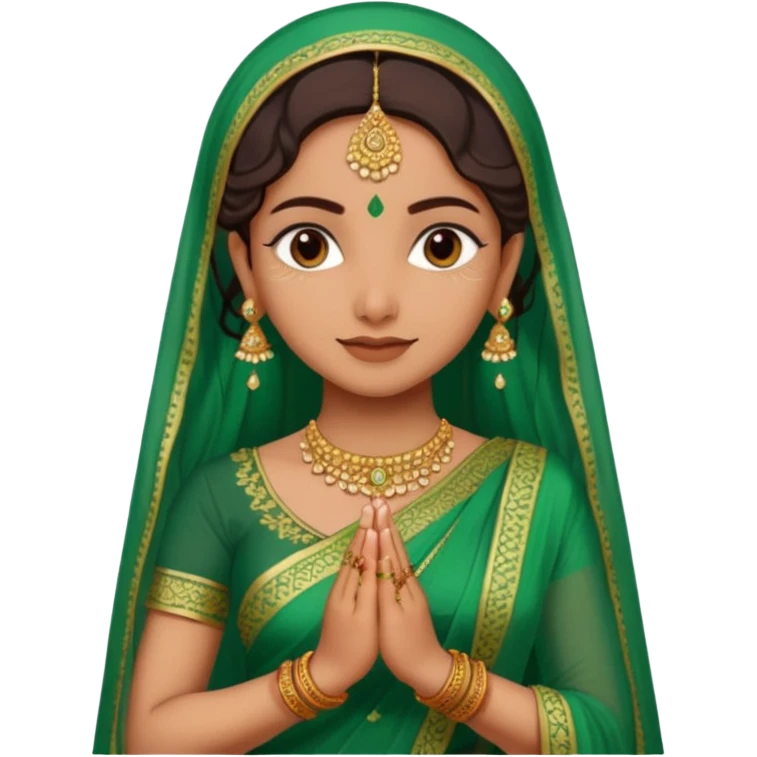 bride in mehendi Ceremony in green saree standing emoji