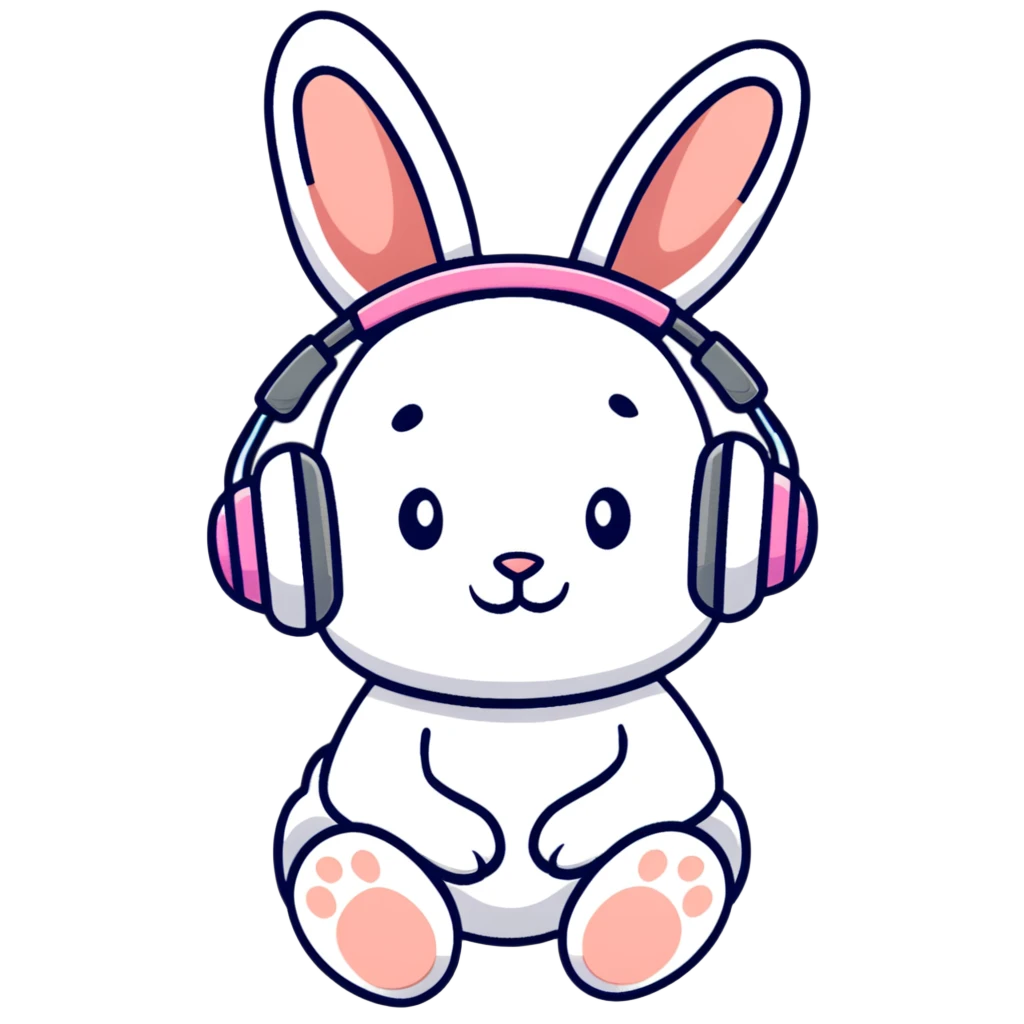 headphones with bunny ears, cartoon style emoji