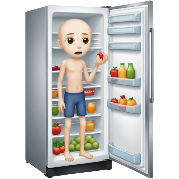 Person starving opening the fridge's door emoji