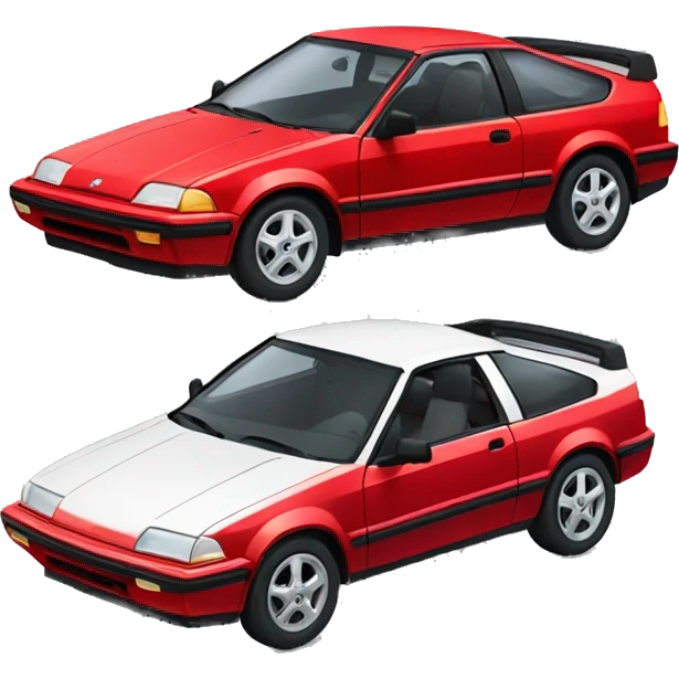 Red Honda crx with aluminum wheels  emoji