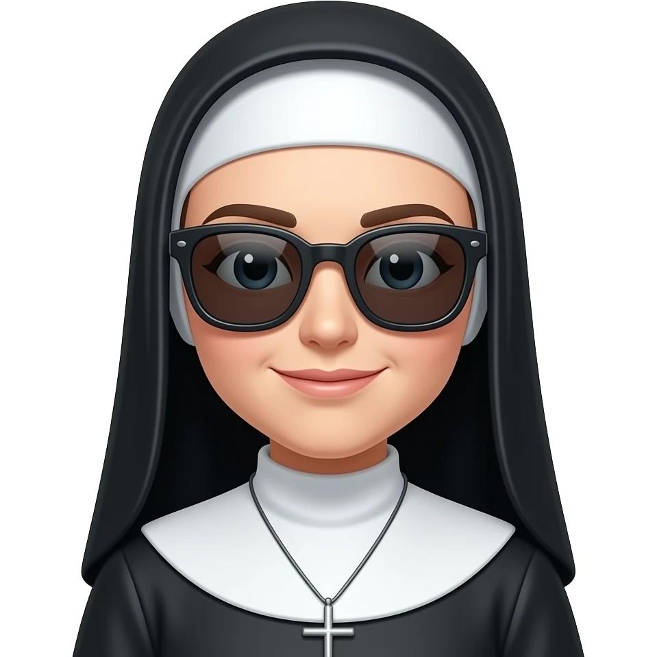 Nun with sunglasses emoji