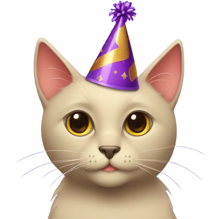 black cat with a birthday hat emoji