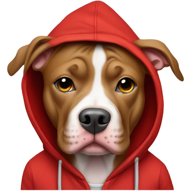 Pit bull wearing a red hoodie  emoji