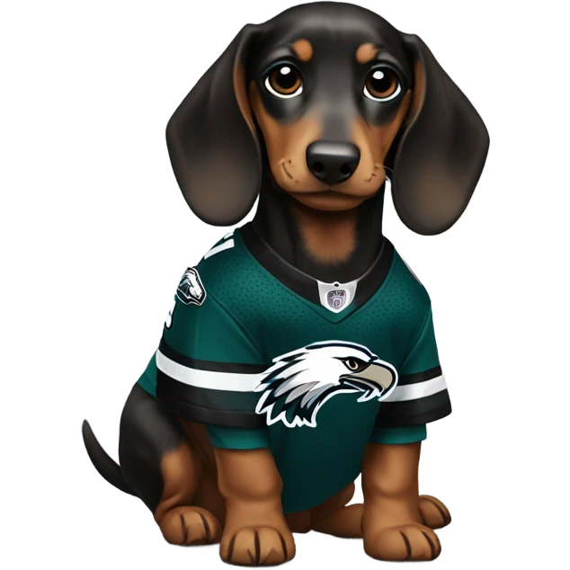 dash hound puppy wearing an eagles jersey  emoji