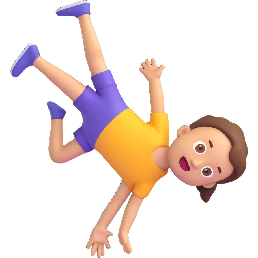 a child doing a backflip, 3D emoji style emoji
