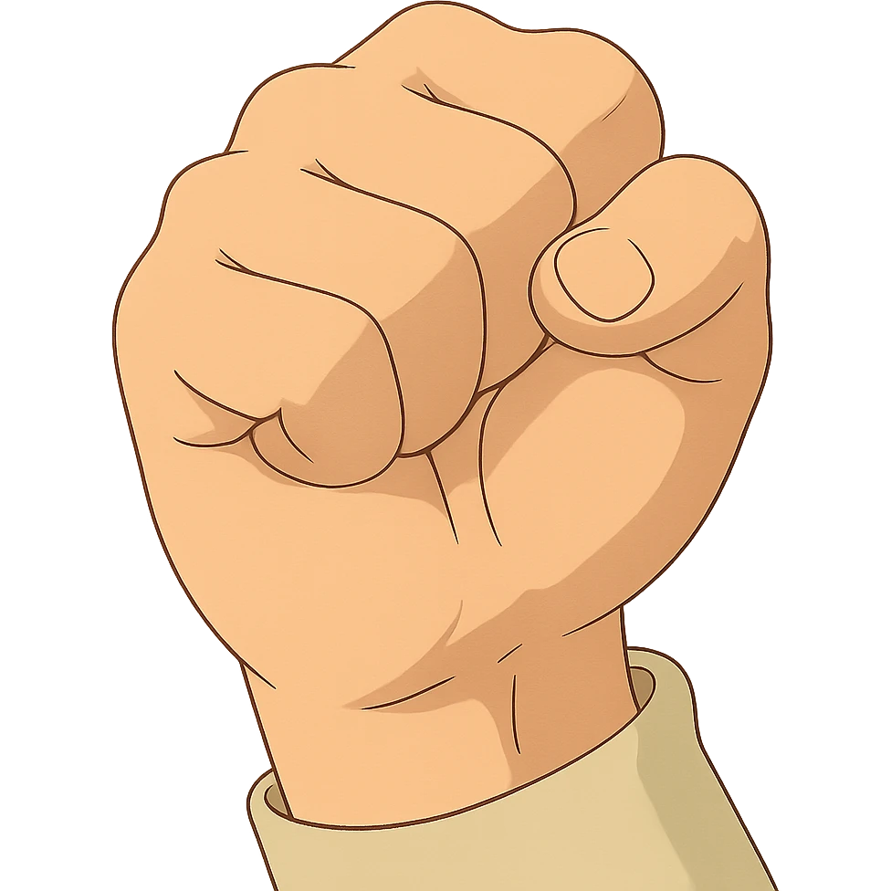 a closed fist, ghibli style, no text emoji