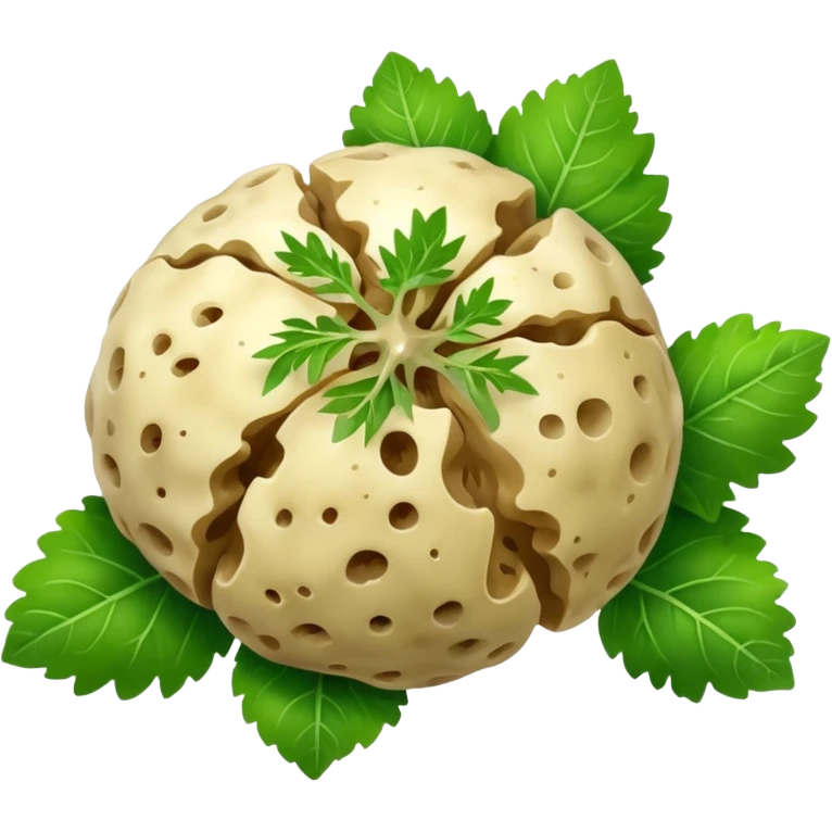cut open white truffle with weed emoji