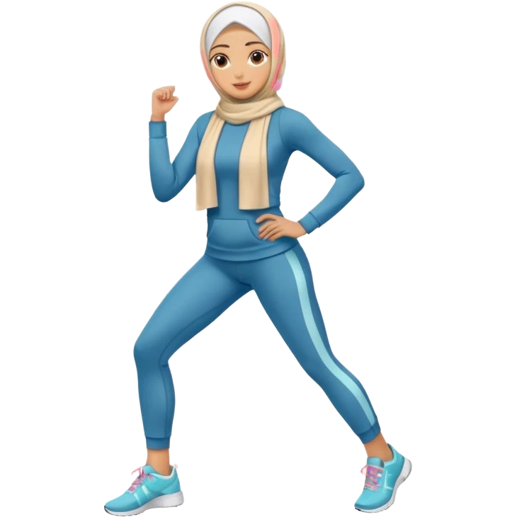 High resolution full body of a girl wearing a hijab and is a fitness trainer emoji