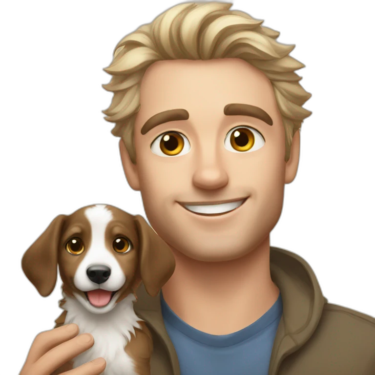 Aussie puppy and his master emoji