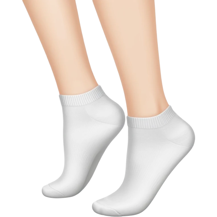 bottom view of feminine feet in white ankle socks showing soles emoji
