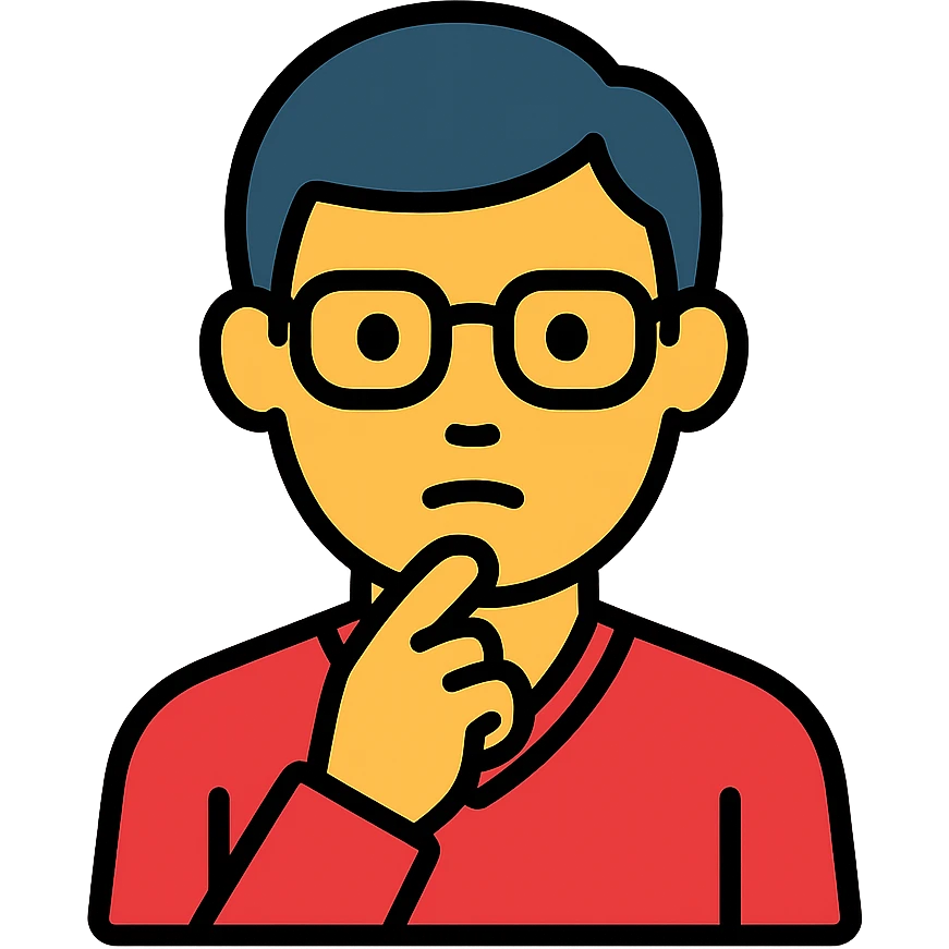 an intellectual person with glasses and a thoughtful expression emoji