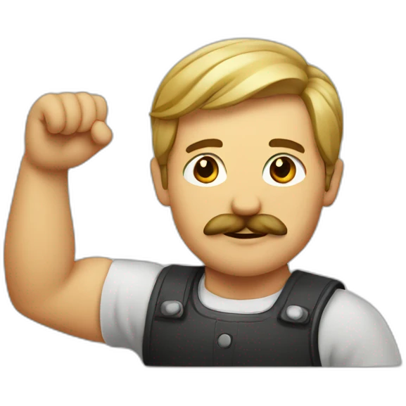 german with tiny moustache and raised arm emoji
