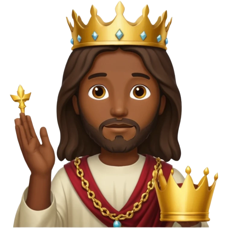 Dark skin Jesus Christ giving a crown away in hand emoji