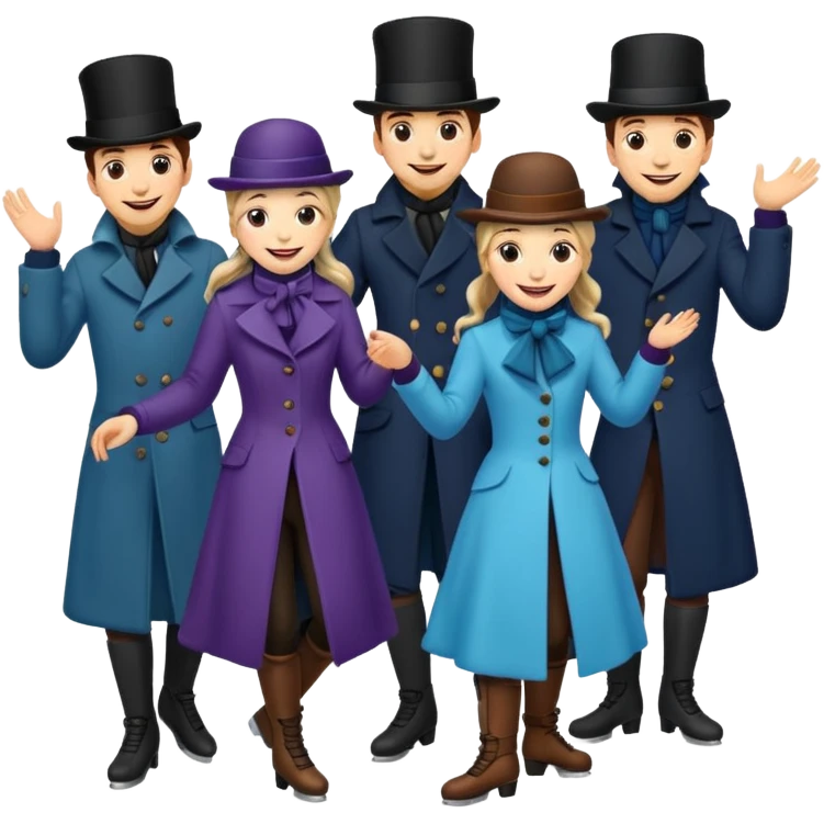 group of vistorian ice skaters ona  frozen lake emoji