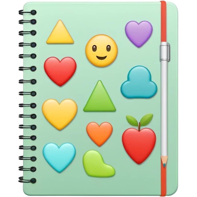 pale green note book with stickers emoji