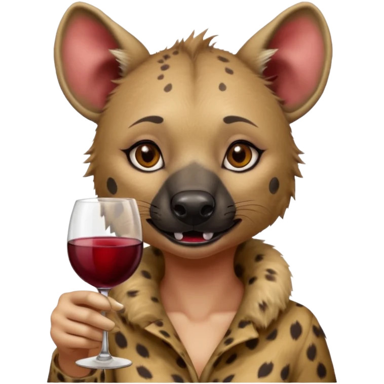 female hyena with glass of wine emoji