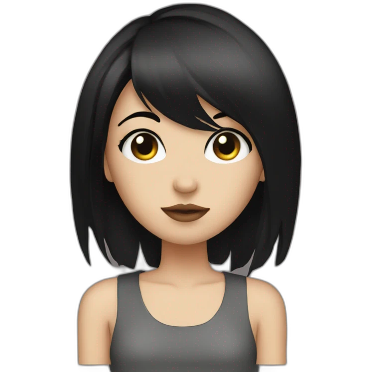 girl with black hair and eyeliner, grunge emoji