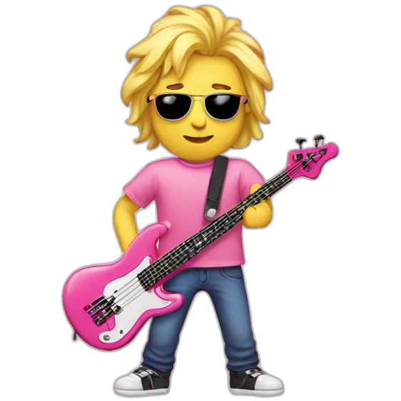long-blond-bassguitar-player-pink-Tshirt-pink emoji
