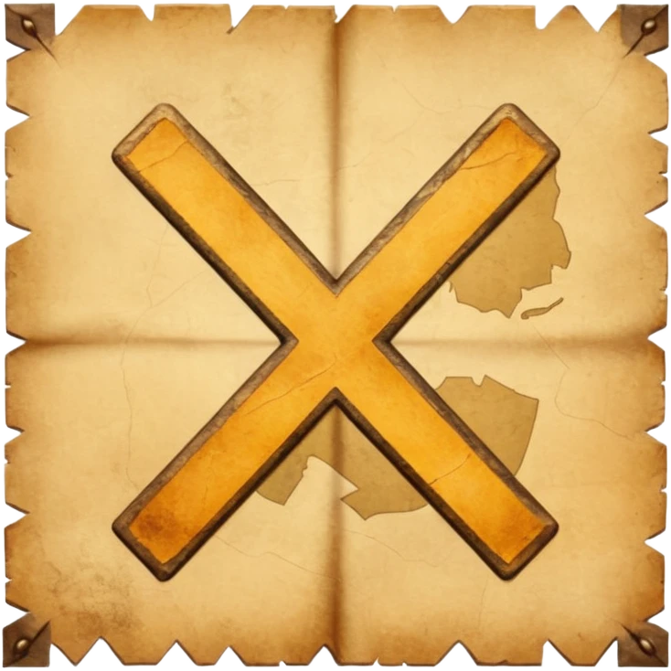 aged parchment map with X mark. emoji