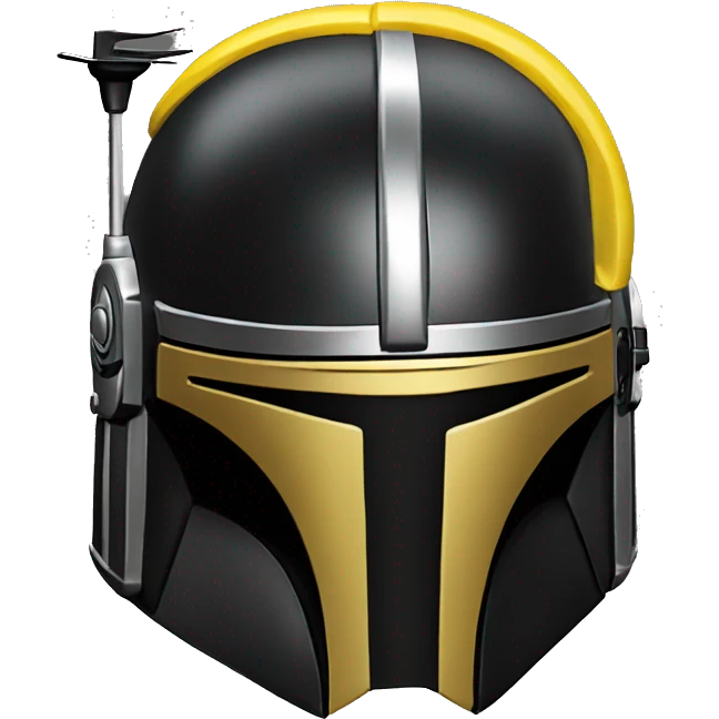 black and yellow mandalorian helmet with antenna emoji