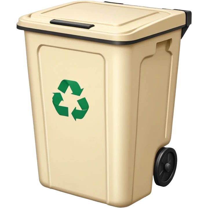 large realistic cream recycle bin with lid closed emoji