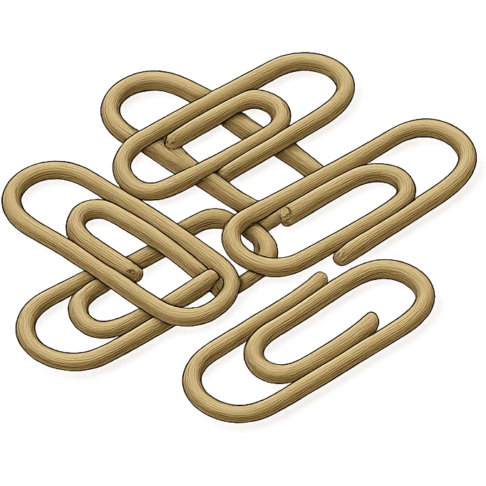a pile of gold paper clips, top view emoji