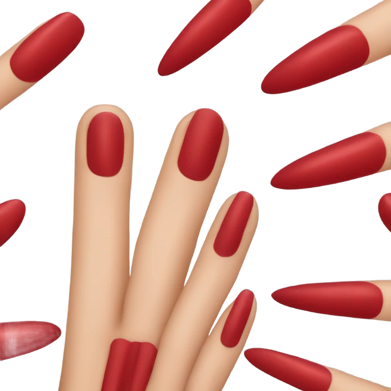 Long red  nails on medium skin ton emoji
