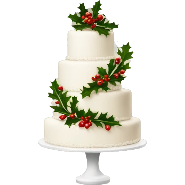 Wedding cake with holly and pinecones emoji