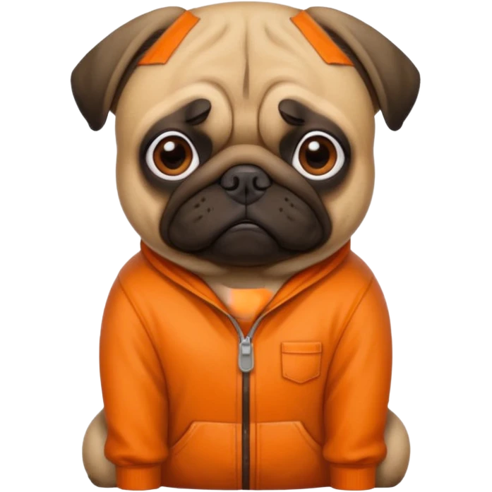 Pug in prison with orange jumpsuit emoji