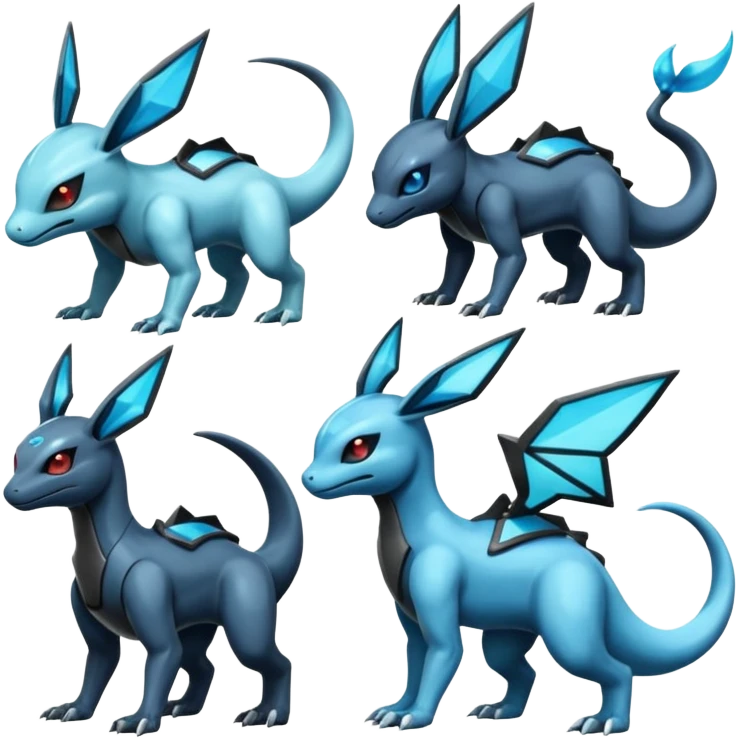 Shiny Futuristic Dusclops-Dusknoir-Salandit-Glaceon-Fakémon-hybrid-creature (full body)  emoji