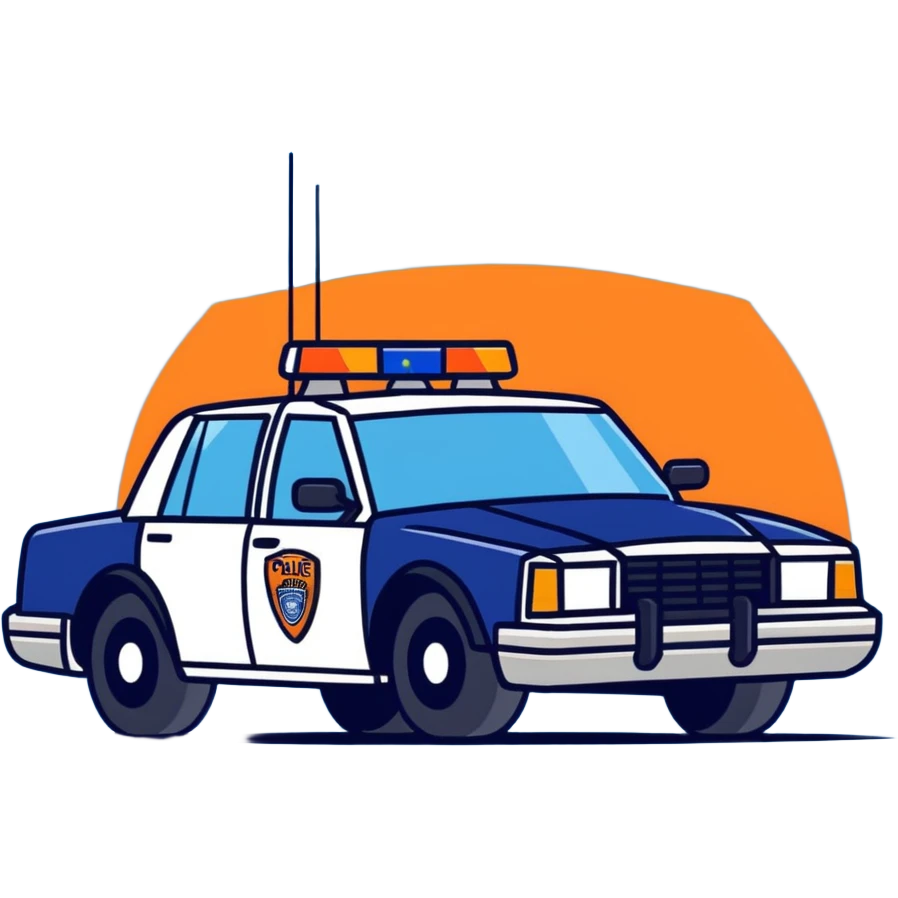 LSPD police car, cartoon style, blue color, with siren lights emoji