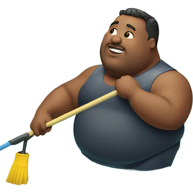 Fat guy cleaning a pool emoji