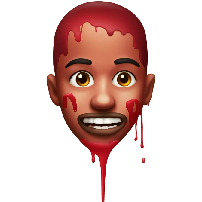 Drooling with red paint around mouth emoji