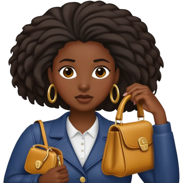 Black Women with a purse pushing her hair back  emoji