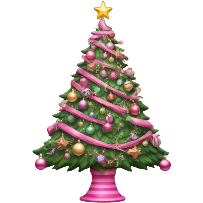 Large pink Christmas tree decorated with ornaments  emoji
