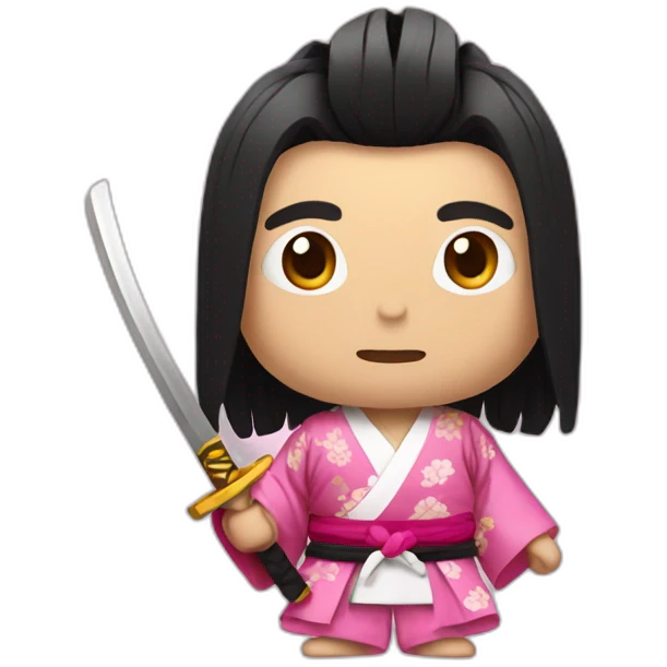 Samurai with a long black hair and pink kimono  emoji