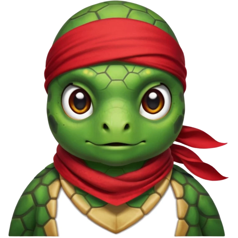 sea turtle wearing a red pirate scarf, portrait emoji