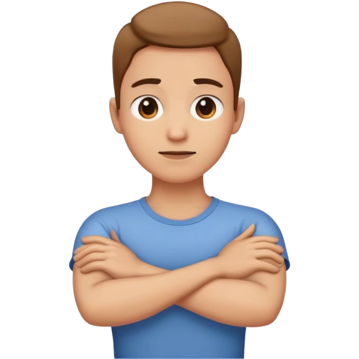 Arms crossed holding neck emoji
