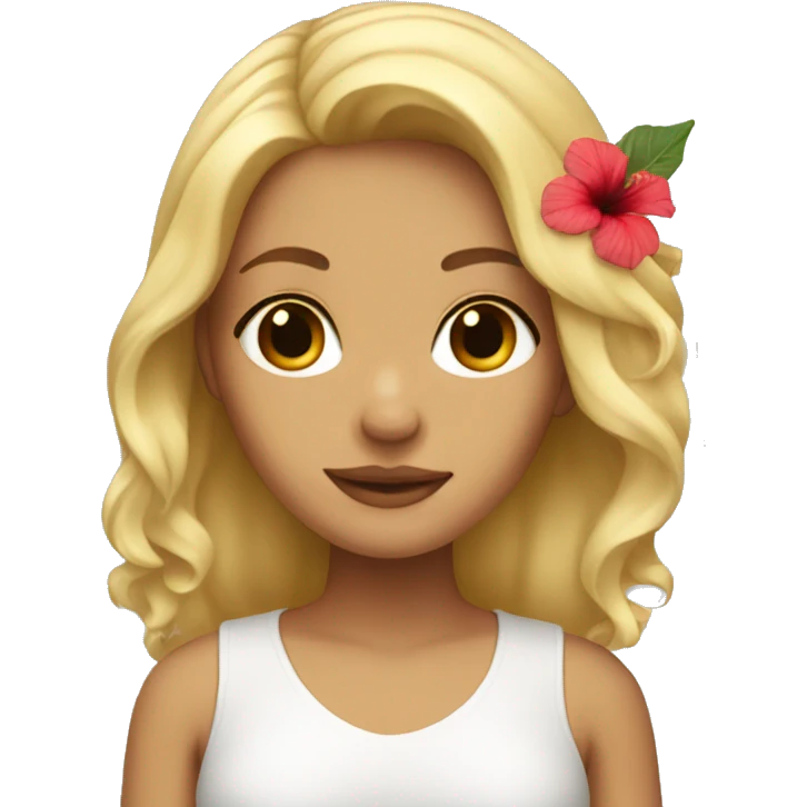 blonde girl with hibiscus in her hair emoji