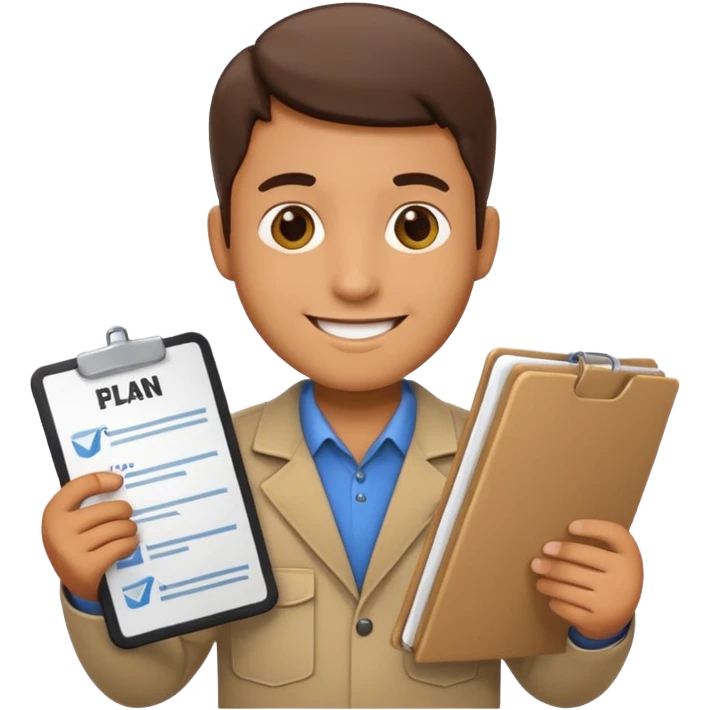 create a realistic emoji showing logistic person with a plan in his hands emoji