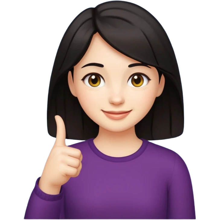 dark-haired girl pointing down with finger, classic emoji style emoji