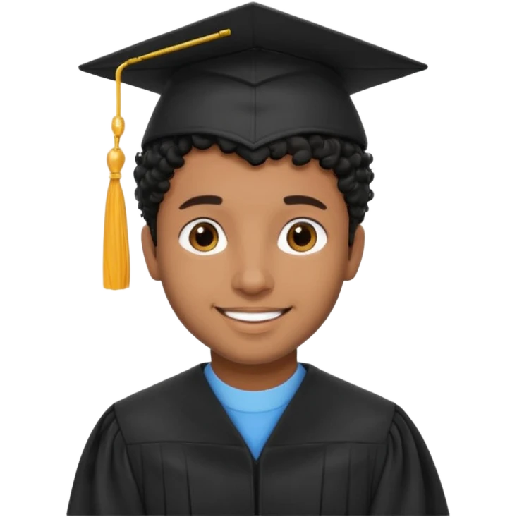 Graduated Students, Male, brown skin, black curly hair, proudly, short hair, wearing graduation cap emoji